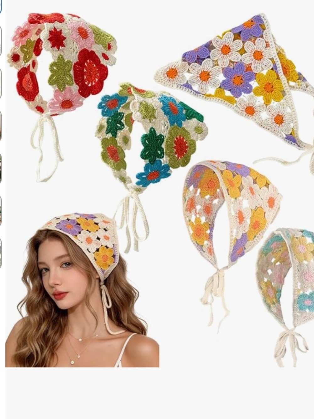 Vintage-Inspired Flower Crochet Bandanas